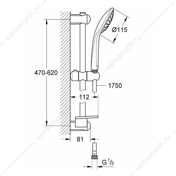 GROHE. Душевой гарнитур Euphoria Mono, 600 мм, 27266001