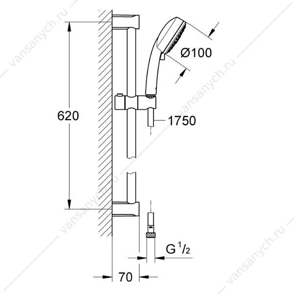 GROHE. Душевой гарнитур Tempesta New Cosmopolitan III, 600 мм, 27786002