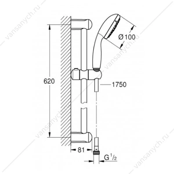 GROHE. Душевой гарнитур Tempesta New III, 600 мм, 27794001
