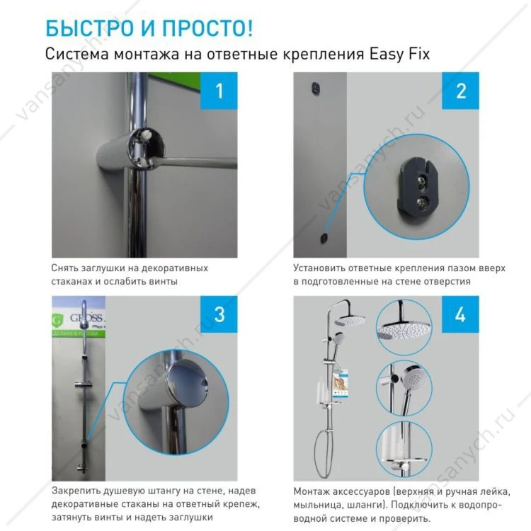 Душевая система GROSS AQUA со смесителем Moderna GA9015SM