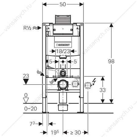 Инсталляция Geberit Duofix для унитаза, 98 см, с бачком Omega 12 см, 111.030.00.1