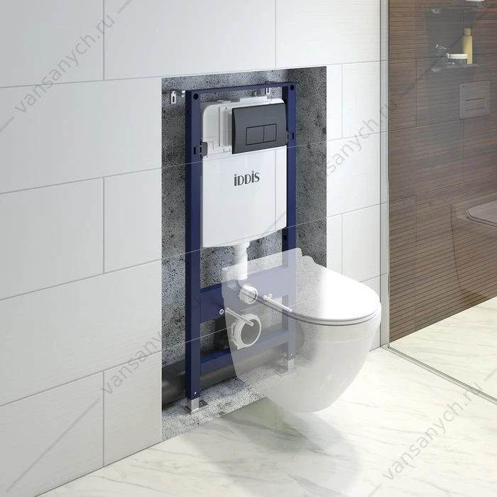 Инсталляция с кнопкой смыва IDDIS Optima Home, кнопка черная, OPH00MBi32K