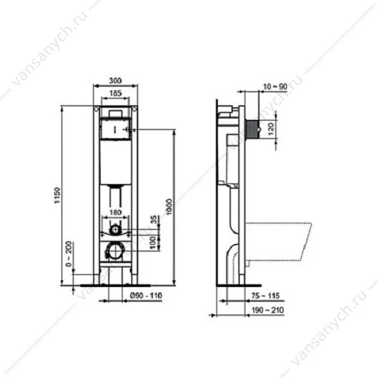 Инсталляция для унитаза, узкая  IDEAL STANDARD PROSYS ECO FRAME M, 115х30см, E233267
