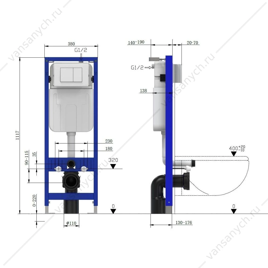 Инсталляция для унитаза Allen Brau Pneumatic Slim 9.11102.20