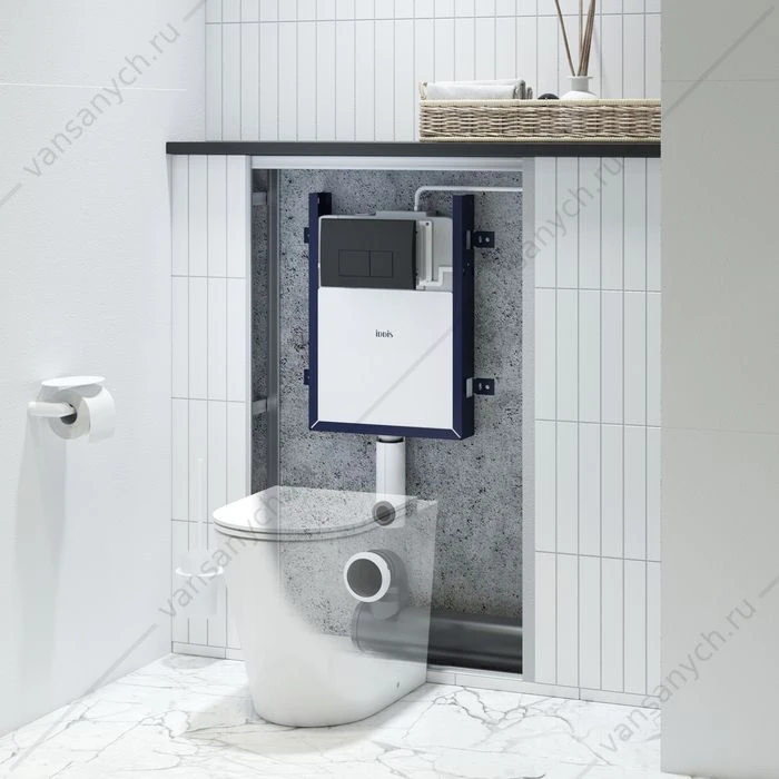Бачок скрытого монтажа с кнопкой смыва черная, IDDIS Optima Home, OPH0MBCi32K