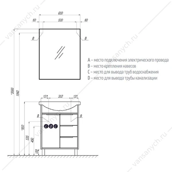Зеркало Рико 65 1A216402RI010