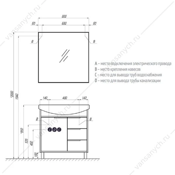 Зеркало Рико 80 1A216502RI010