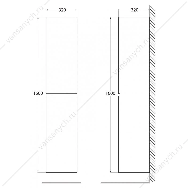 Пенал подвесной 32х160см BelBagno ALBANO, Pino Scania, ALBANO-1600-2A-SC-PS-P