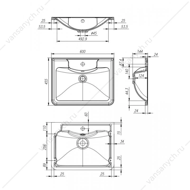 Раковина из литьевого мрамора 60см BelBagno, белый, BB600/455-LV-MR-ALR