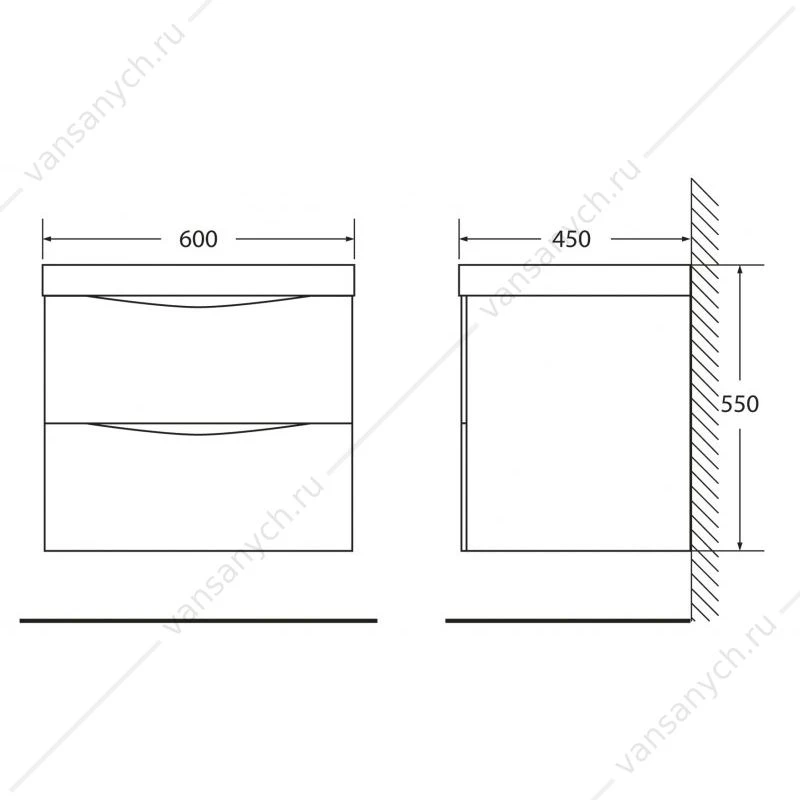 Тумба под раковину 60см BelBagno MARINO, Bianco Opaco, MARINO-600-2C-SO-BO-P