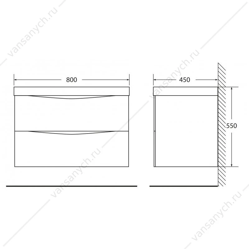 Тумба под раковину 80см BelBagno MARINO, Bianco Opaco, MARINO-800-2C-SO-BO-P