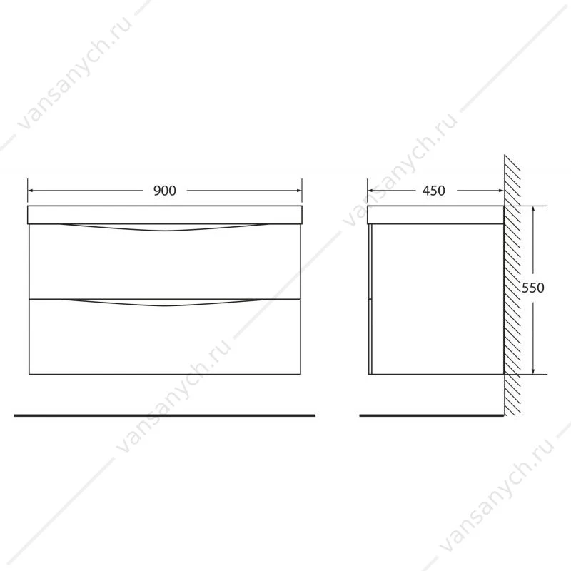 Тумба под раковину 90см BelBagno MARINO, Bianco Opaco, MARINO-900-2C-SO-BO-P