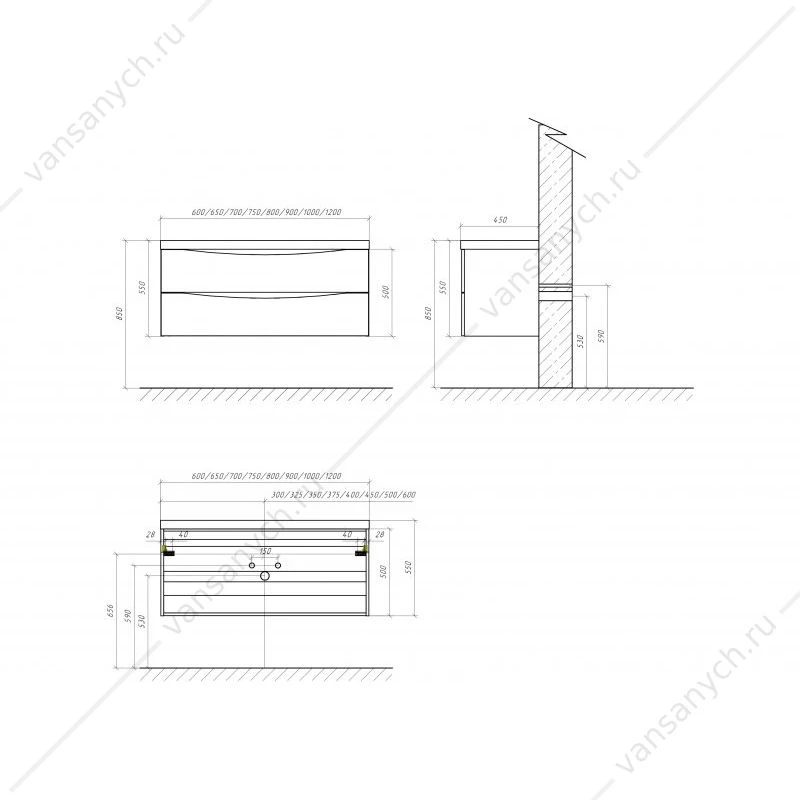 Тумба под раковину 100см BelBagno MARINO, Rovere Grigio, MARINO-1000-2C-SO-RG-P