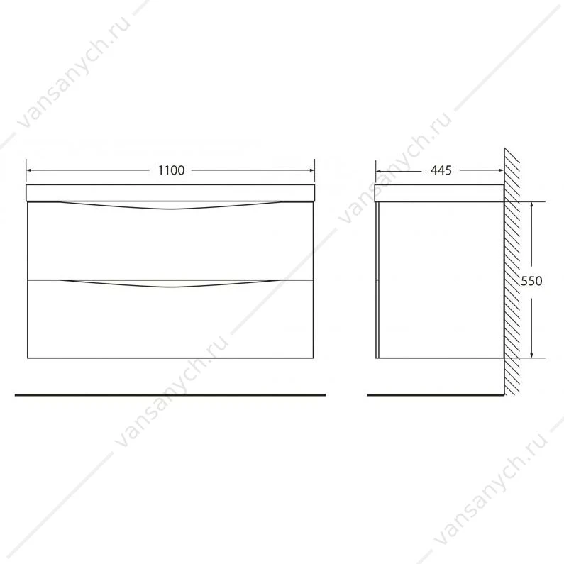 Тумба под раковину 110 см BelBagno MARINO, Bianco Opaco, MARINO-1100-2C-SO-BO-P
