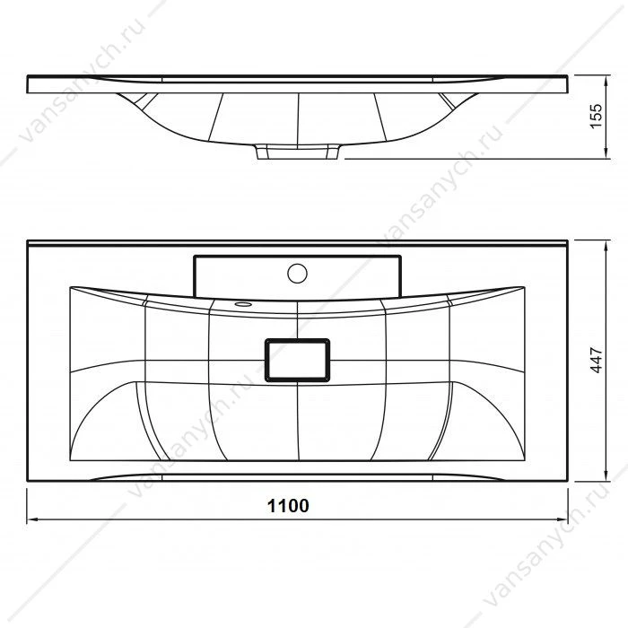 Раковина из литьевого мрамора 110см BelBagno, белый, BB1100/450-LV-MR-PR
