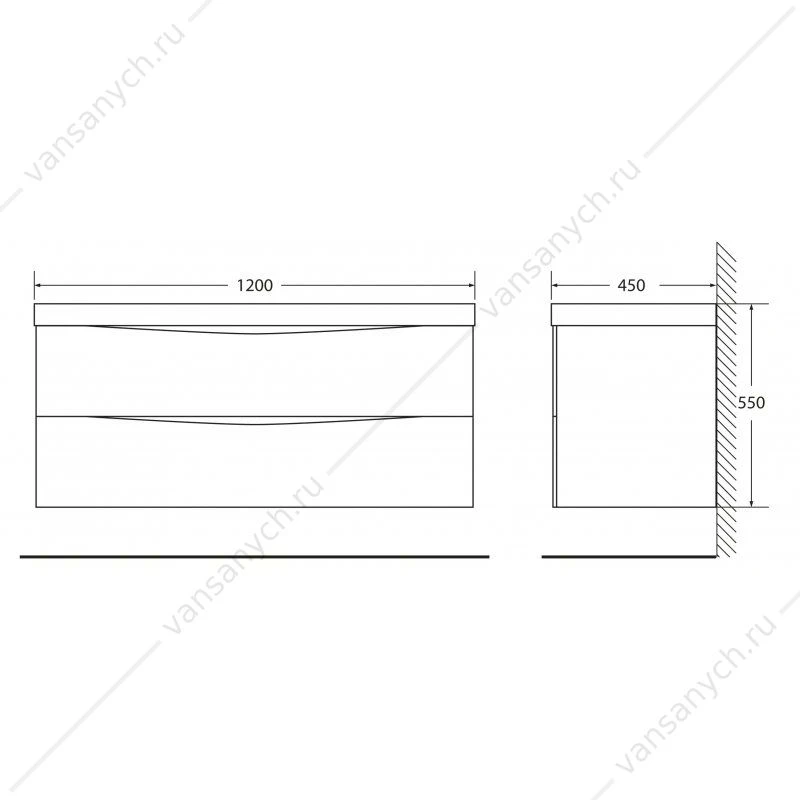 Тумба под раковину 120см BelBagno MARINO, Bianco Opaco, MARINO-1200-2C-SO-BO-P