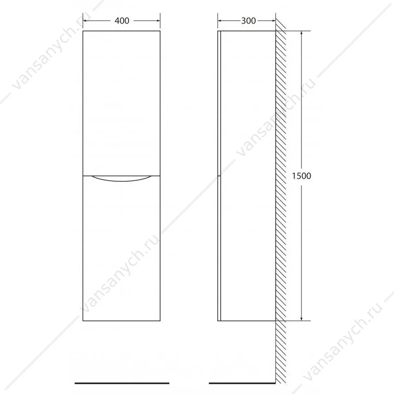 Пенал 40см BelBagno MARINO, ПРАВЫЙ, Bianco Opaco, FLY-MARINO-1500-2A-SC-BO-P-R
