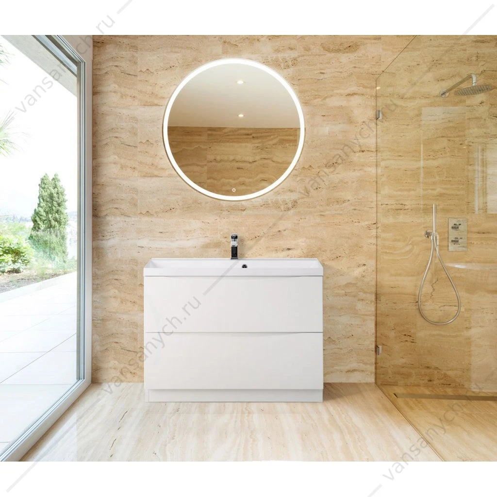 Тумба под раковину 80см BelBagno MARINO напольная, Bianco Lucido, MARINO-800-2C-PIA-BL-P