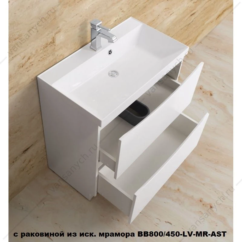 Тумба под раковину 80см BelBagno MARINO напольная, Bianco Lucido, MARINO-800-2C-PIA-BL-P