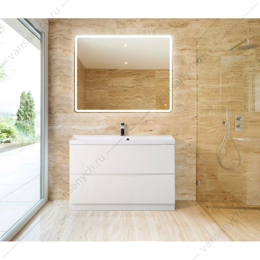 Тумба под раковину 90см BelBagno MARINO напольная, Bianco Lucido, MARINO-900-2C-PIA-BL-P