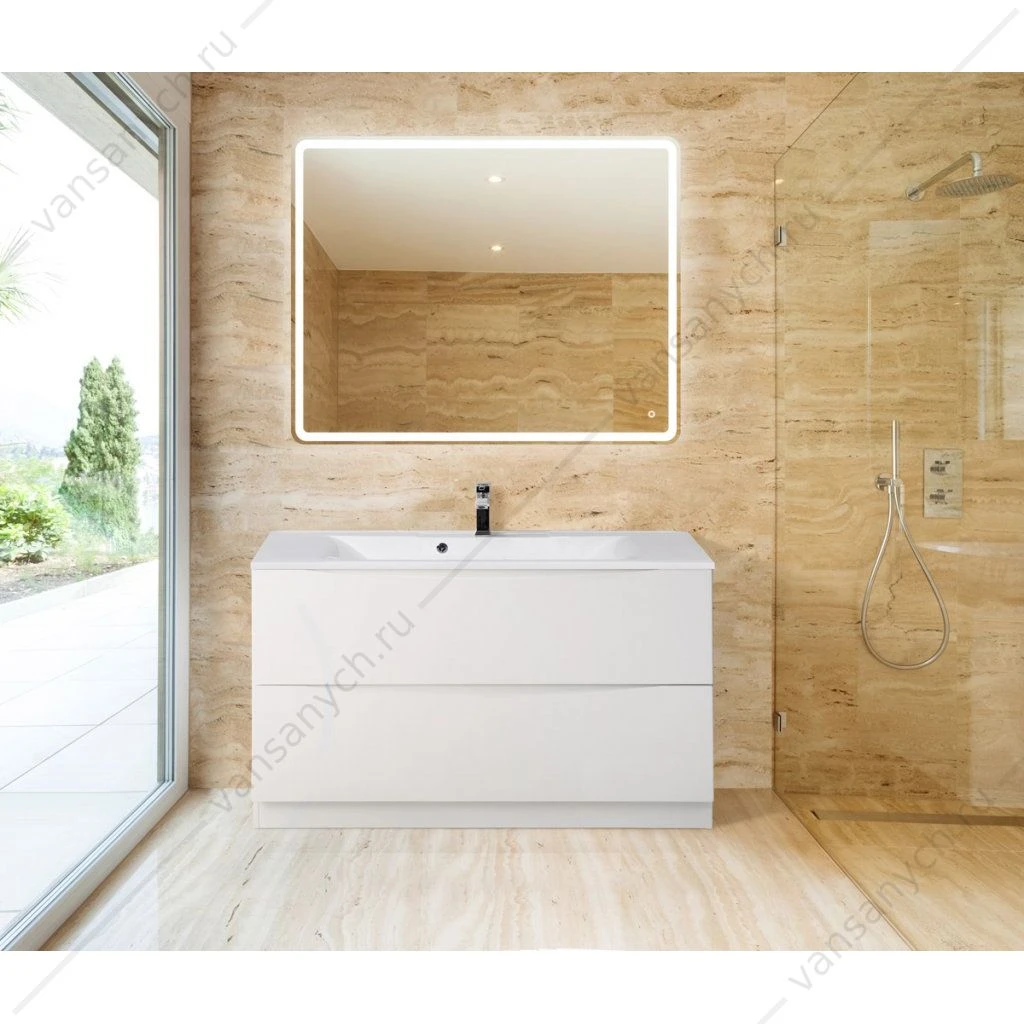 Тумба под раковину 100см BelBagno MARINO напольная, Bianco Lucido, MARINO-1000-2C-PIA-BL-P
