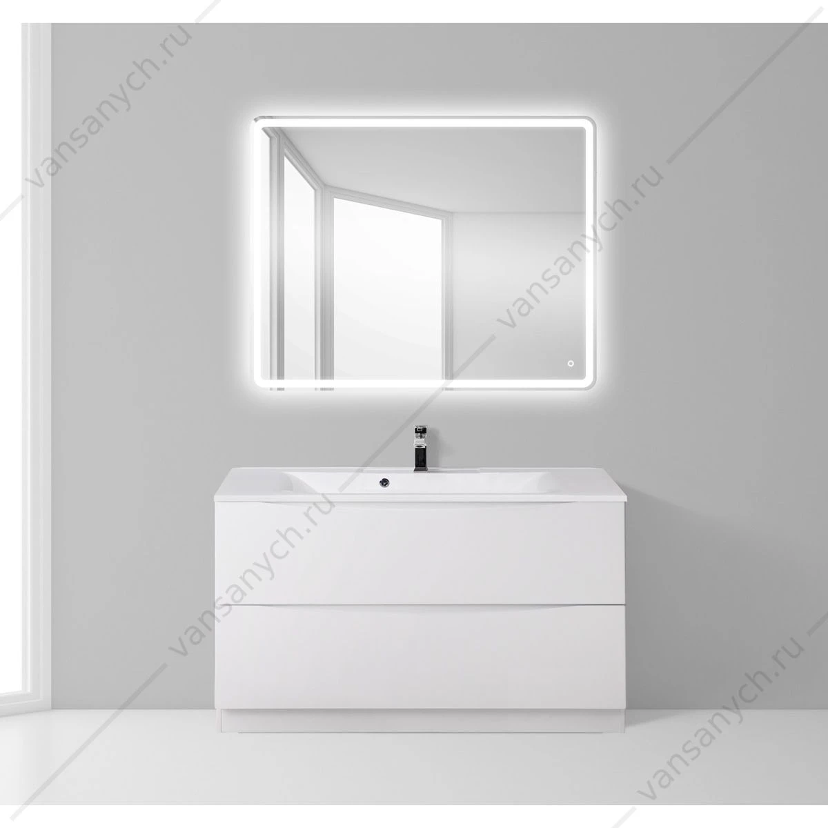 Тумба под раковину 100см BelBagno MARINO напольная, Bianco Lucido, MARINO-1000-2C-PIA-BL-P