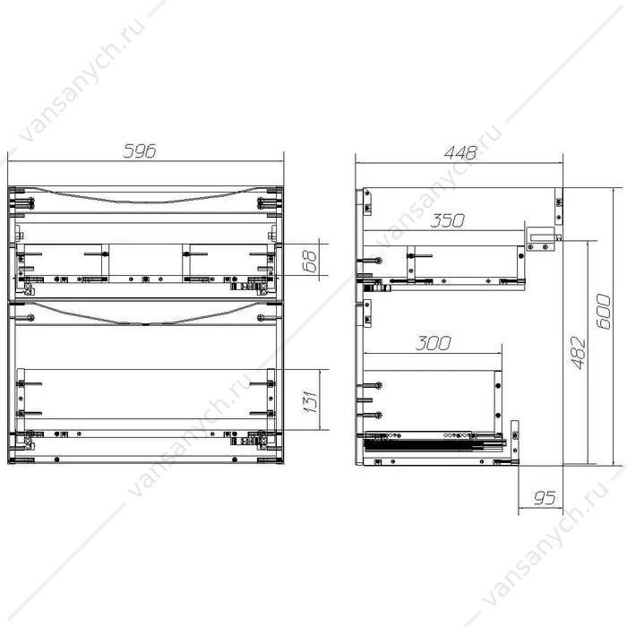 Тумба под раковину 60см BelBagno MARINO-H60, Bianco Lucido, MARINO-H60-600-2C-SO-BL-P