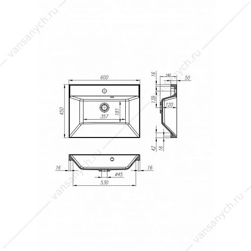 Раковина из литьевого мрамора 60см BelBagno, белый, BB600/450-LV-MR-AST