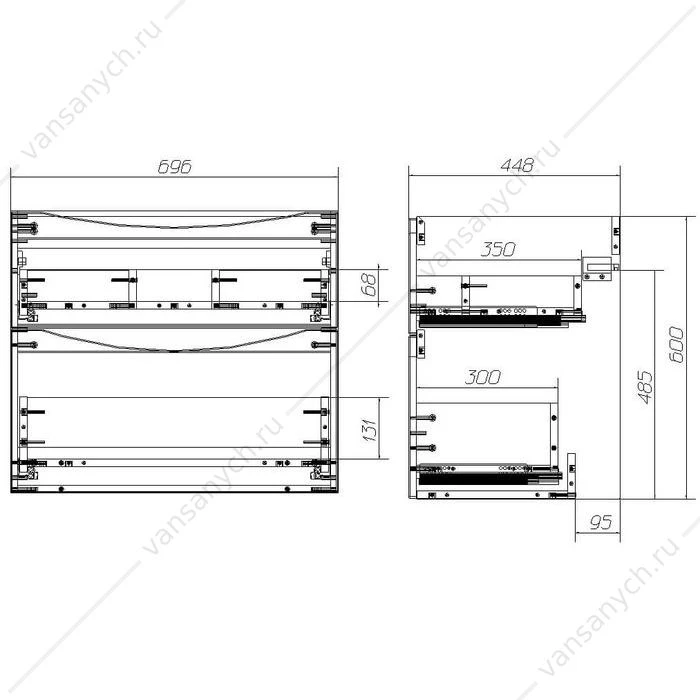 Тумба под раковину 70см BelBagno MARINO-H60, Bianco Lucido, MARINO-H60-700-2C-SO-BL-P
