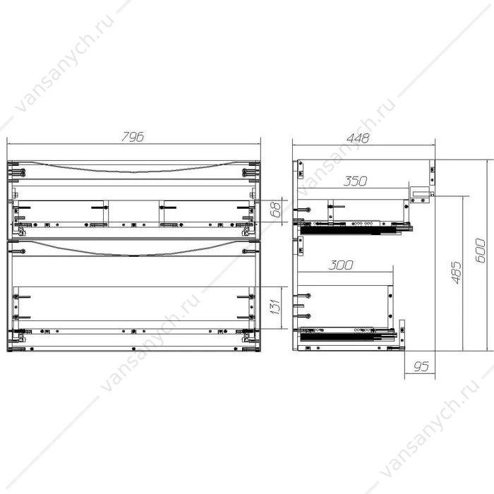 Тумба под раковину 80см BelBagno MARINO-H60, Bianco Lucido, MARINO-H60-800-2C-SO-BL-P