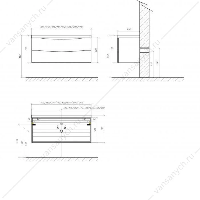 Тумба под раковину 90см BelBagno MARINO-H60, Bianco Lucido, MARINO-H60-900-2C-SO-BL-P