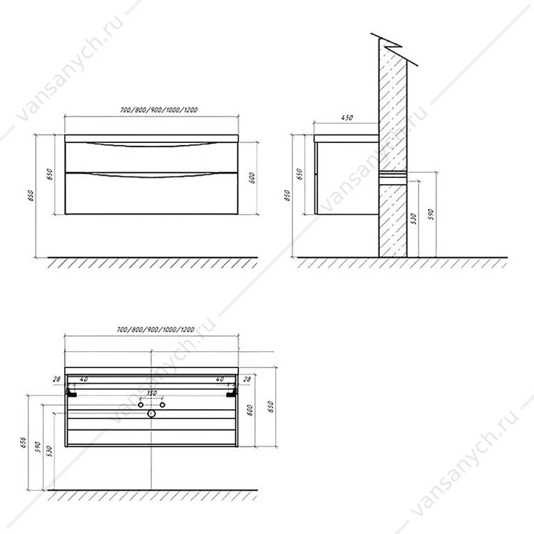 Тумба под раковину 100см BelBagno MARINO-H60, Bianco Lucido, MARINO-H60-1000-2C-SO-BL-P