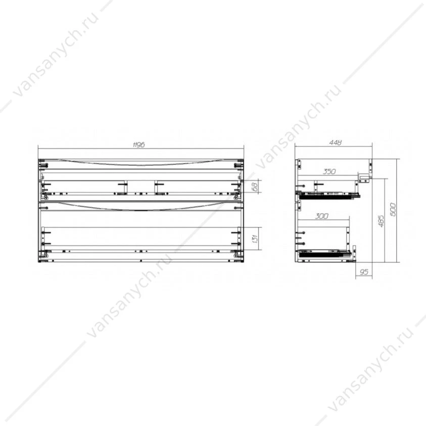 Тумба под раковину 120см BelBagno MARINO-H60, Rovere Nature, MARINO-H60-1200-2C-SO-RN-P