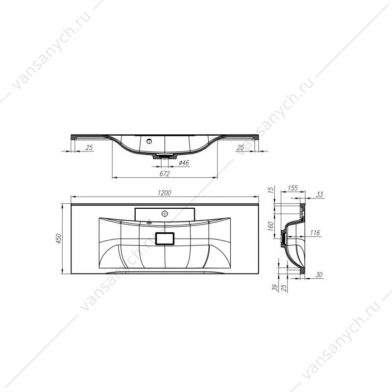 Тумба под раковину 120см BelBagno MARINO-H60, Rovere Nature, MARINO-H60-1200-2C-SO-RN-P