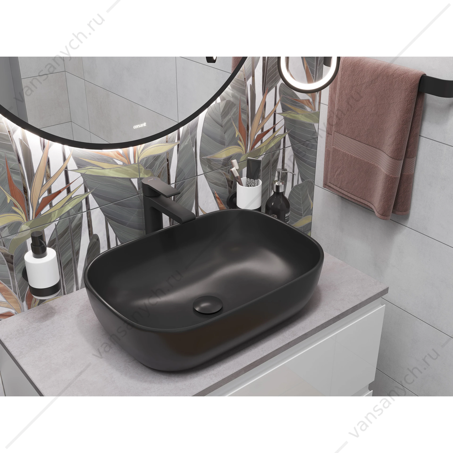 Зеркало ECLIPSE smart 60x60 с подсветкой круглое в черной рамке, А64146