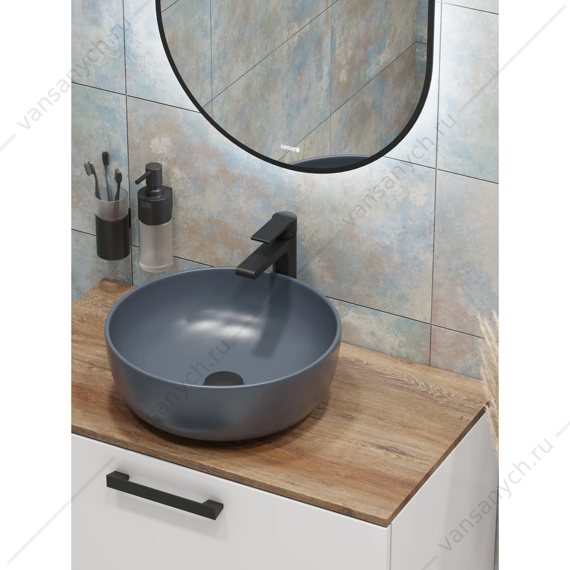 Зеркало ECLIPSE smart 50x122 с подсветкой овальное в черной рамке, А64151