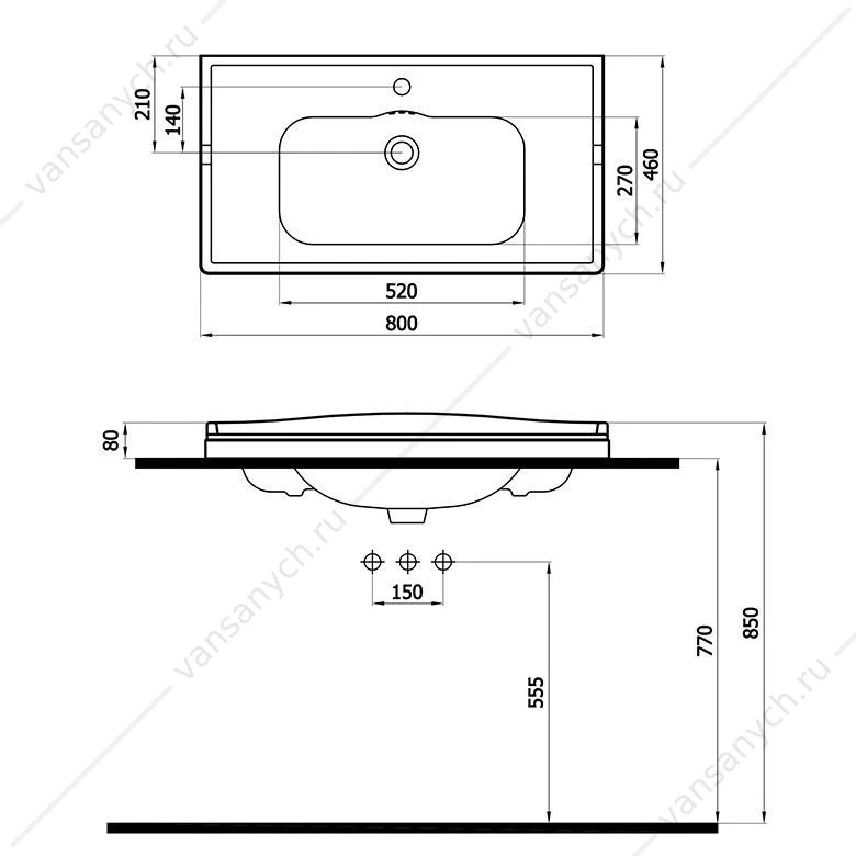 Тумба под раковину 80  подвесная с одним ящ+ внутр. органайзер, Bianco Lucido(белый глянец), CEZARES GIUBILEO-800-1C-SO-BL