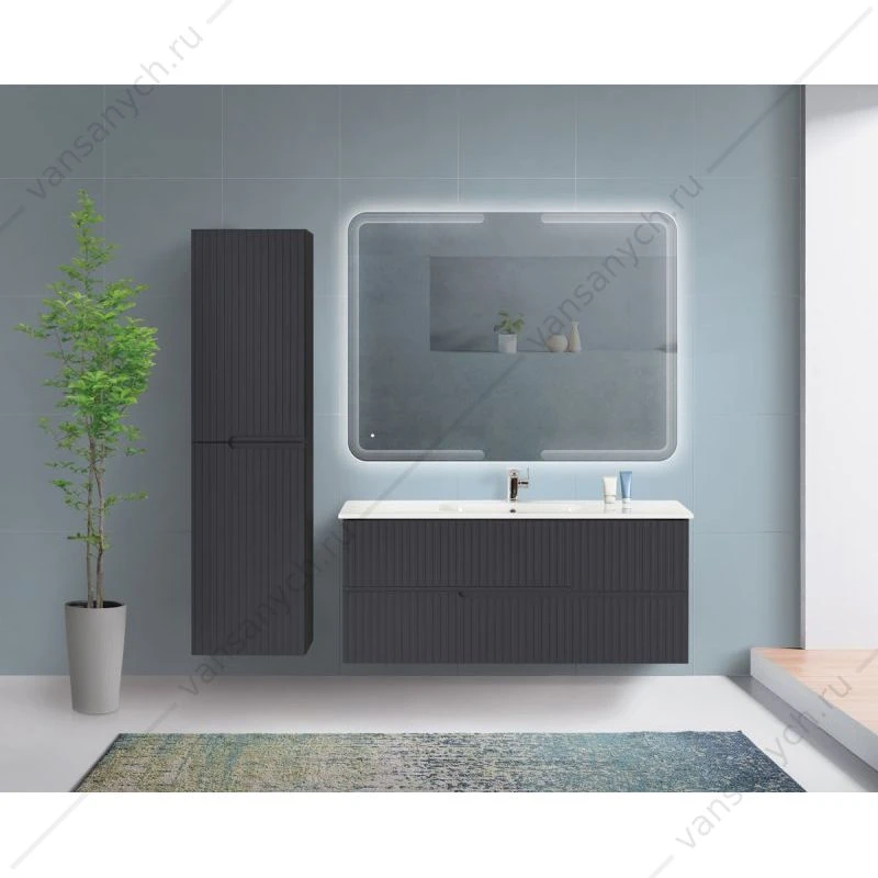 Шкаф подвесной 40х30х150см универс., Grafito (графит), CEZARES DUET-1500-2A-SC-GR-P