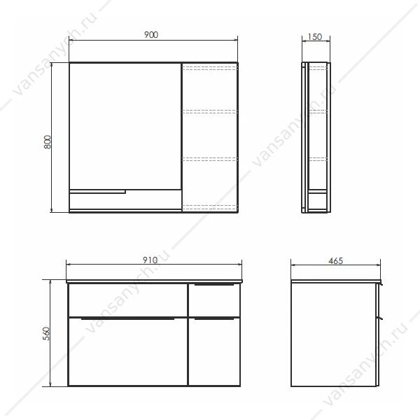 Зеркало-шкаф 90 COMFORTY Варна дуб сонома, 00-00009918CF