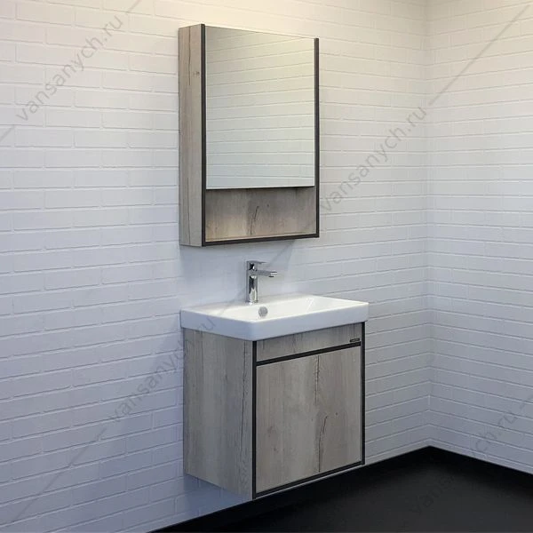 Тумба с раковиной 55 COMFORTY Вена дуб дымчатый с раковиной Адриана 55, 00-00008928CF