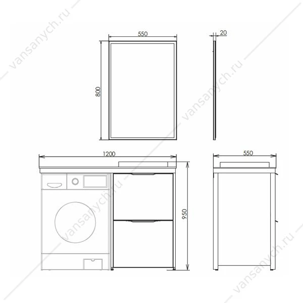 Зеркало 55х80 COMFORTY Лозанна серый матовый, 00-00009575CF