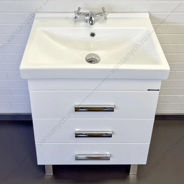 Тумба с раковиной 60Н COMFORTY Никосия белый глянец с раковиной Fest 60 F01, 00-00011160CF