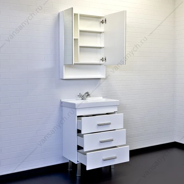 Тумба с раковиной 60Н COMFORTY Никосия белый глянец с раковиной Fest 60 F01, 00-00011160CF