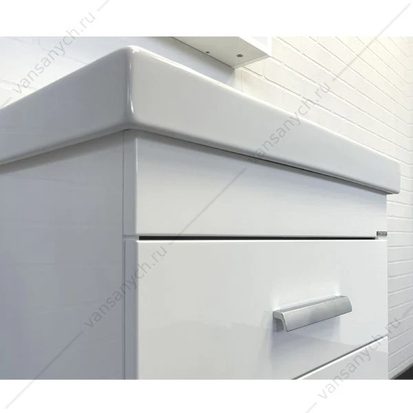 Тумба с раковиной 60П COMFORTY Никосия белый глянец с раковиной Fest 60 F01, 00-00011161CF