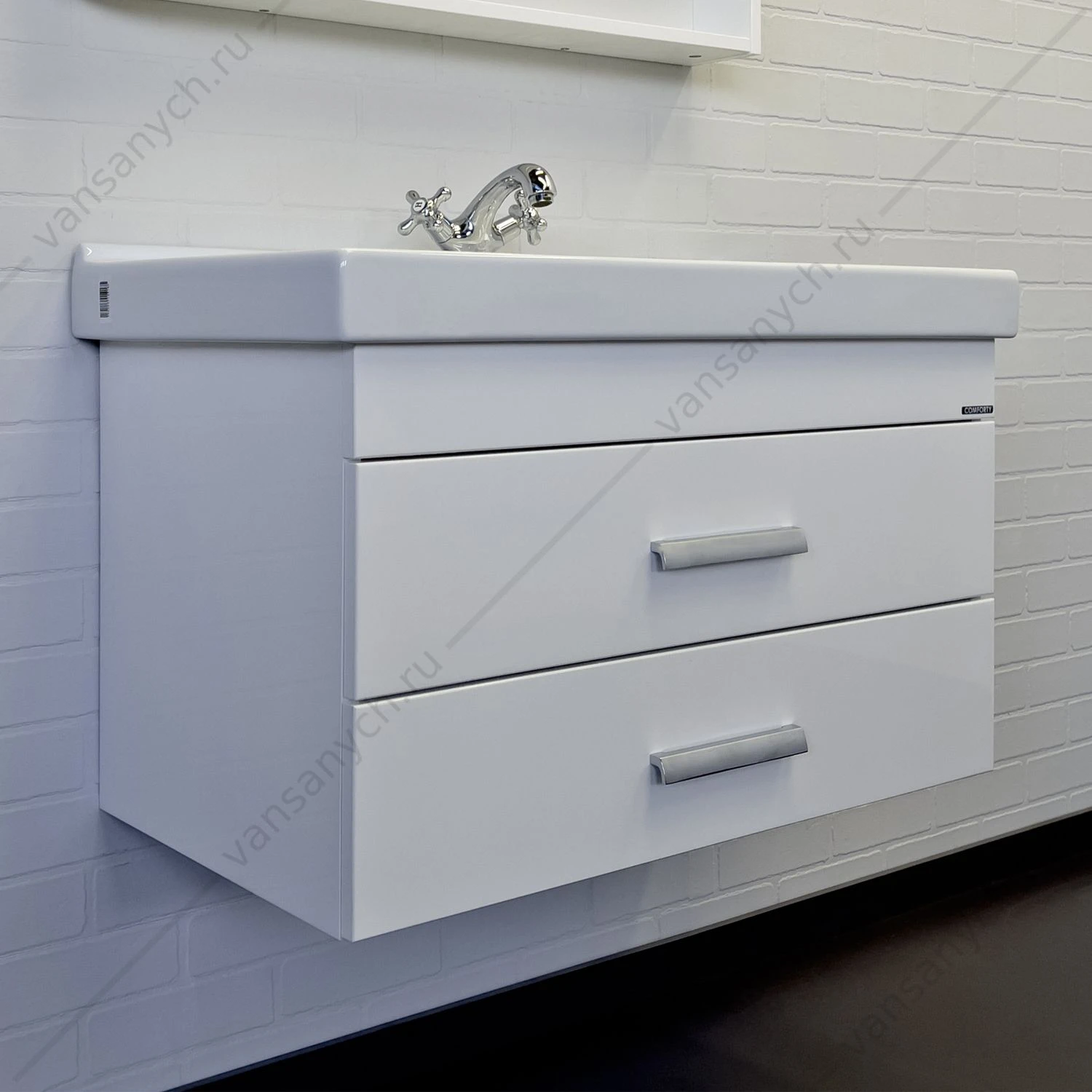 Тумба с раковиной 80П COMFORTY Никосия белый глянец с раковиной Fest 80 F01, 00-00011163CF
