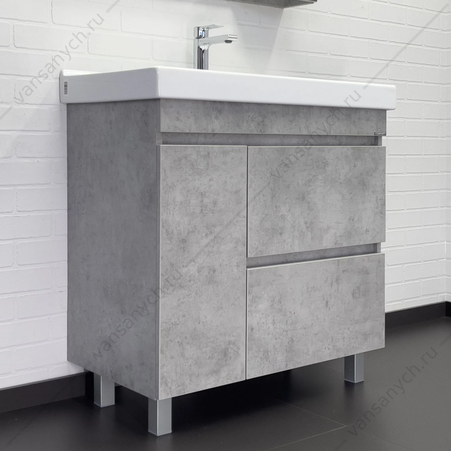 Тумба с раковиной 80Н COMFORTY Осло бетон светлый с раковиной Fest 80 F01, 00-00012959CF