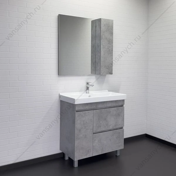 Тумба с раковиной 80Н COMFORTY Осло бетон светлый с раковиной Fest 80 F01, 00-00012959CF