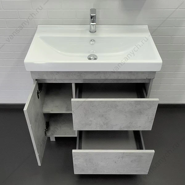 Тумба с раковиной 80Н COMFORTY Осло бетон светлый с раковиной Fest 80 F01, 00-00012959CF