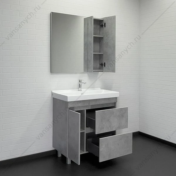 Тумба с раковиной 80Н COMFORTY Осло бетон светлый с раковиной Fest 80 F01, 00-00012959CF