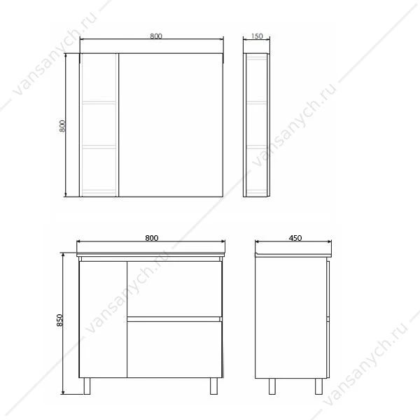 Тумба с раковиной 80Н COMFORTY Осло бетон светлый с раковиной Fest 80 F01, 00-00012959CF